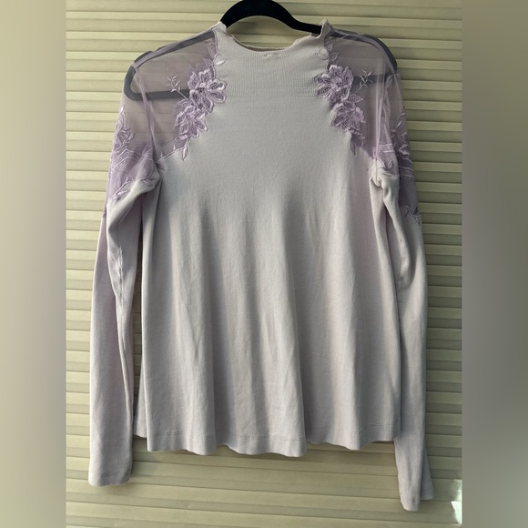 Free People lilac mesh and embroidered top Small - Picture 3 of 4